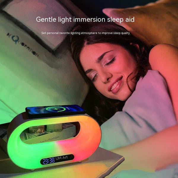 Multi-function 3 In 1 LED Night Light APP Control RGB Atmosphere Desk Lamp Smart Multifunctional Wireless Charger Alarm Clock - GlobEx