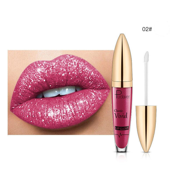 Pudaier Sip Glitter Flip Matte Shimmer Lip Gloss No Stain On Cup Diamond Lipstick - GlobEx