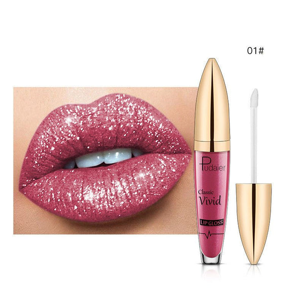 Pudaier Sip Glitter Flip Matte Shimmer Lip Gloss No Stain On Cup Diamond Lipstick - GlobEx