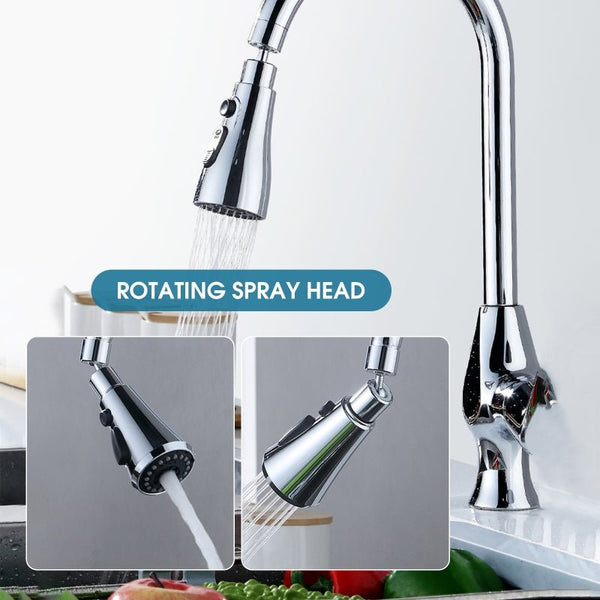 Universal Pressurized Faucet Sprayer Anti-splash 360 Degree Rotating Water Tap Three Stall Water Saving Faucet Nozzle Adapter - GlobEx